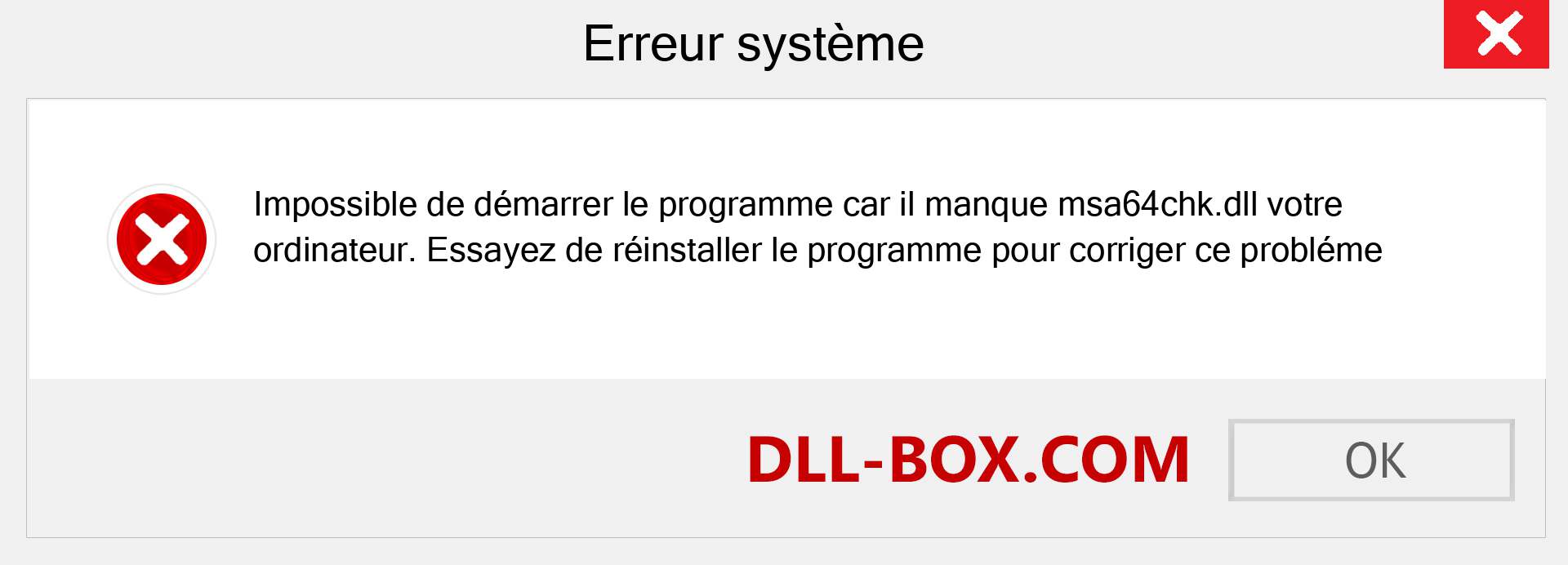 Le fichier msa64chk.dll est manquant ?. Télécharger pour Windows 7, 8, 10 - Correction de l'erreur manquante msa64chk dll sur Windows, photos, images